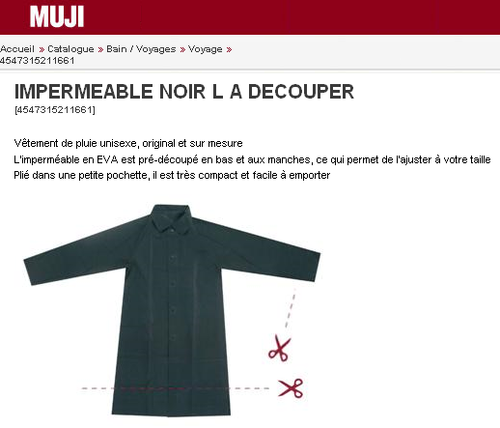 Muji impermeable à découper